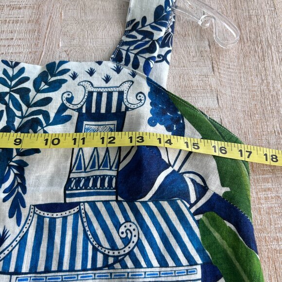 Farm Rio Ancient Garden Mini Dress Sleeveless Small Blue/White - Picture 12 of 13